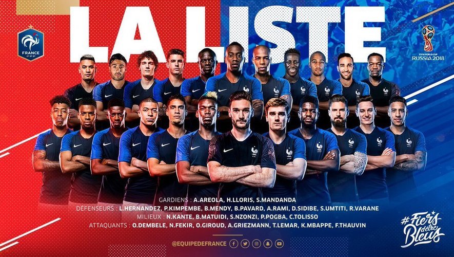 La liste des vingt-trois Bleus